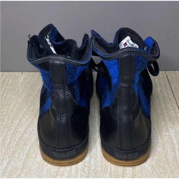 Converse All Star -Men’s Size 10.5-Plaid High Top Woolrich Sneakers -Black/Blue - Picture 11 of 16